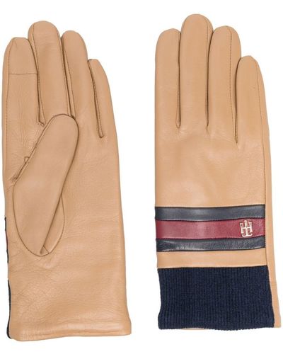 Tommy Hilfiger Logo-plaque Leather Gloves - Blue