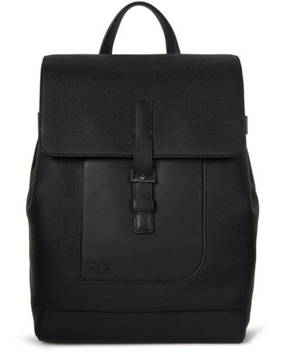 Karl Lagerfeld Logo-print Leather Backpack - Black