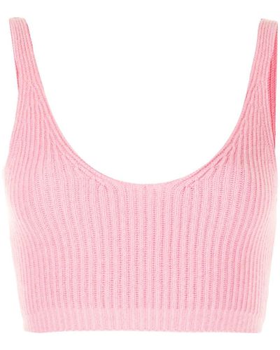 Cashmere In Love Reese Ribbed-knit Cropped Vest - Pink