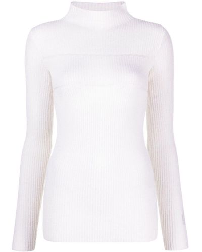 MSGM Striped Mock-neck Sweater - White