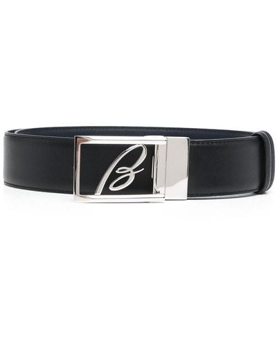 Brioni Logo Plaque Leather Belt - Black