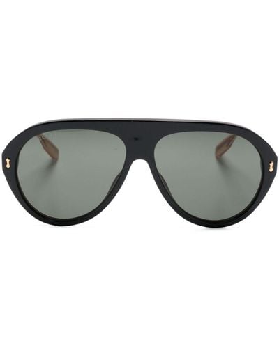 Gucci Pilotenbrille mit Logo-Gravur - Grau
