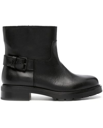 Tommy Hilfiger Almond-toe Leather Ankle Boots - Black