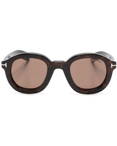 Tom Ford Raffa Sonnenbrille mit rundem Gestell - Braun