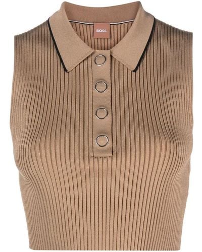 BOSS Cropped Knit Vest - Brown