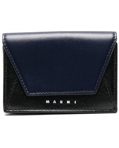Marni Logo-embossed Foldover Wallet - Blue