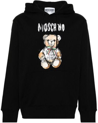 Moschino Teddy Bear Logo-print Hoodie - Black