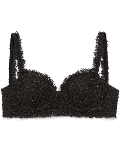 Balenciaga Bustier Tweed Cropped Top - Black