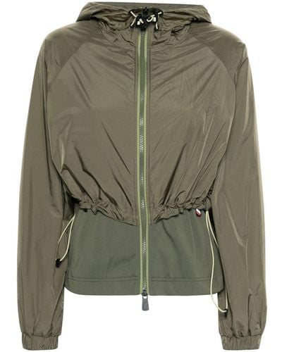 3 MONCLER GRENOBLE Perforated-logo Layered Hooded Jacket - Green