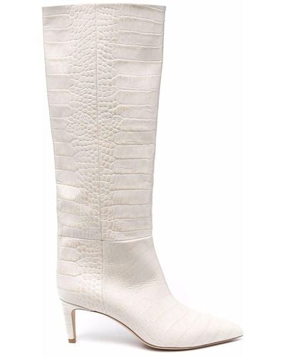 Paris Texas Stiletto-Stiefel mit Kroko-Effekt - Weiß