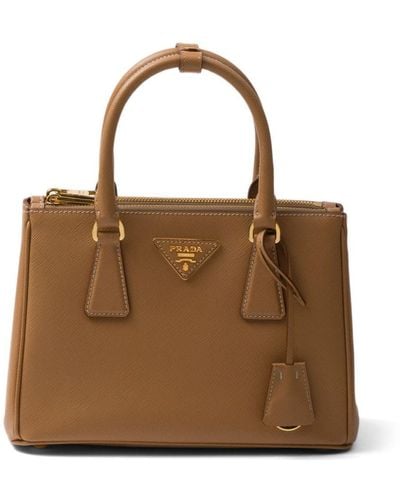 Prada Small Galleria Saffiano Leather Handbag - Brown