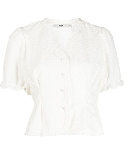 B+ AB Short Puff-sleeves Shirt - White