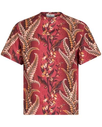 Etro Foliage-print Cotton T-shirt - Red