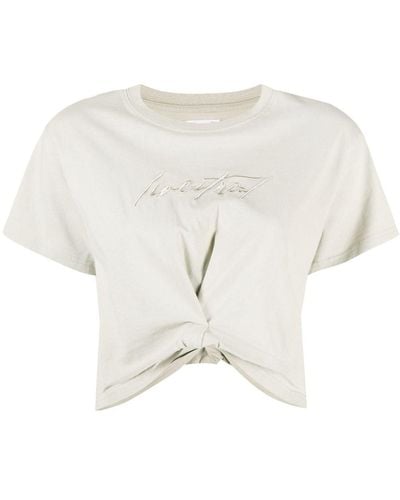 Izzue Embroidered-logo Cropped T-shirt - White