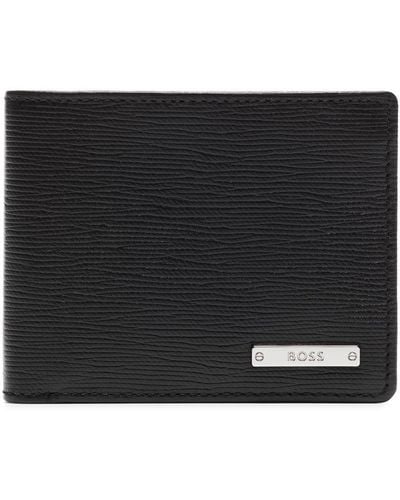 BOSS Logo-plaque Leather Wallet - Black