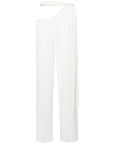 The Mannei Tie-fastening Palazzo Pants - White
