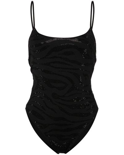 Mc2 Saint Barth Cecille Crystal-embellished Swimsuit - Black