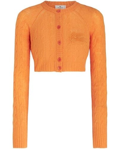 Etro Cable-knit Cropped Cardigan - Orange