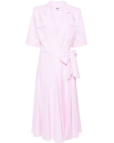MSGM Striped Cotton Dress - Pink