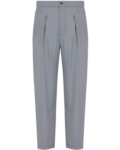 Giorgio Armani Elasticated-waistband Pleat-detail Pants - Gray