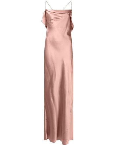 Michelle Mason Silk Cowl Neck Gown - Pink