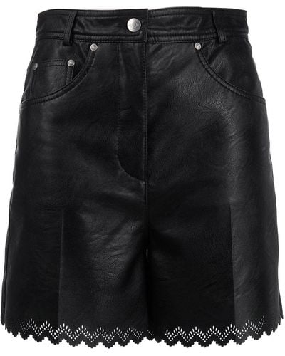Stella McCartney Leather-effect Scalloped Shorts - Black