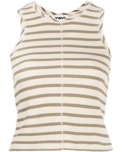 YMC Dot Striped Organic-cotton Vest Top - Natural