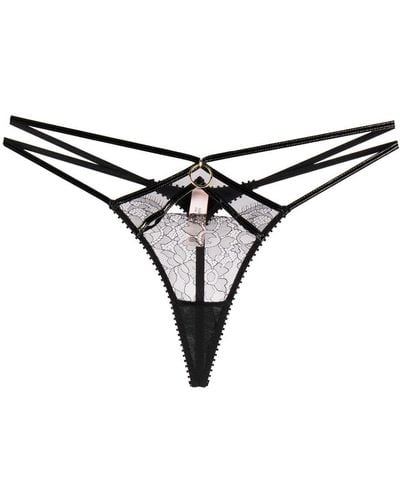 Agent Provocateur String Met Bloemenkant - Naturel