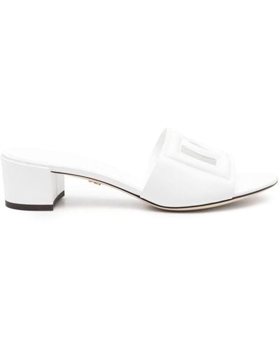 Dolce & Gabbana Mules en cuir à découpes 50 mm - Blanc