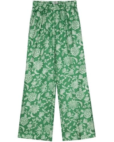 Alberto Biani Floral-print Straight Trousers - Green
