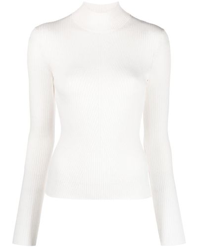 Maje Ribbed-knit High-neck Sweater - White