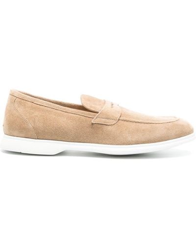 Kiton Contrasting-sole Suede Loafers - Natural