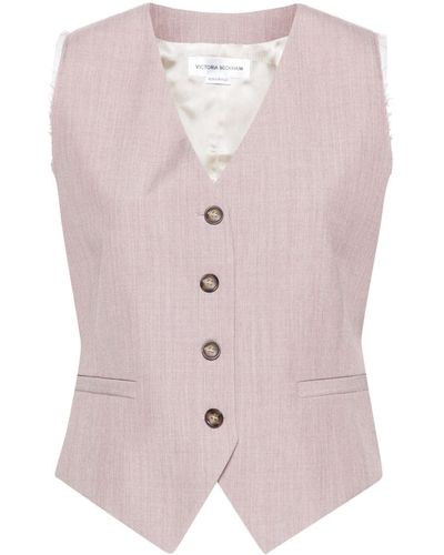 Victoria Beckham Wollen Gilet Met Knopen - Roze