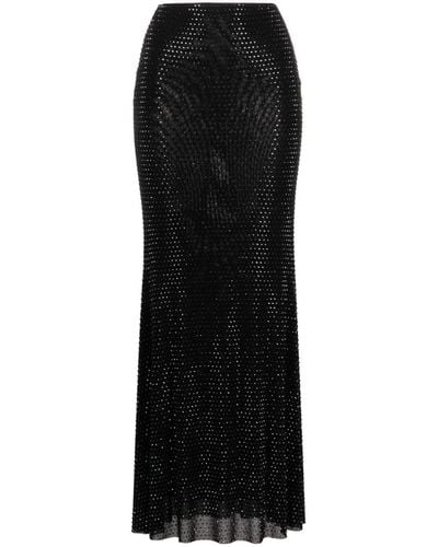 Self-Portrait Mesh Skirt With Rhinestones - Black
