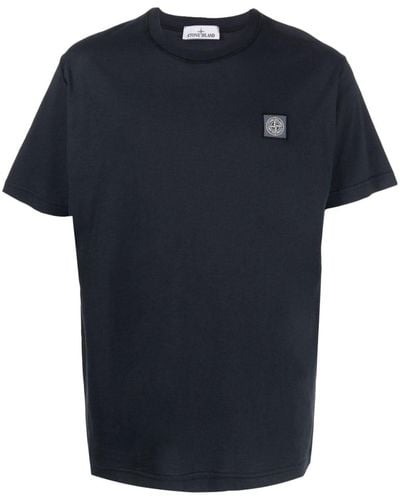 Stone Island T-shirt en coton à patch Compass - Bleu