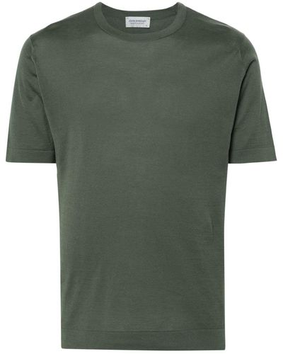 John Smedley Fein geripptes Lorca T-Shirt - Grün