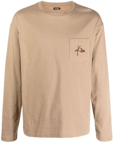 Kiton T-shirt en coton à logo brodé - Neutre