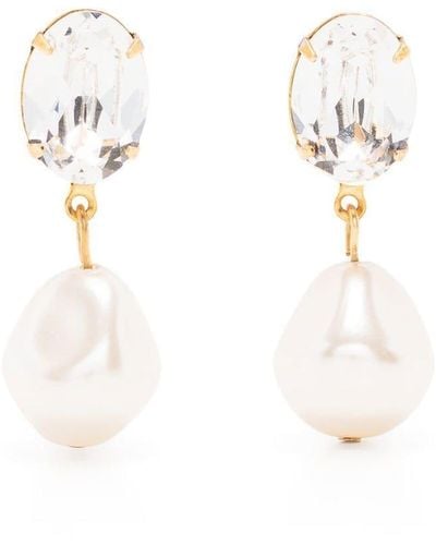 Jennifer Behr Tunis Crystal Pearl Drop Earrings - White