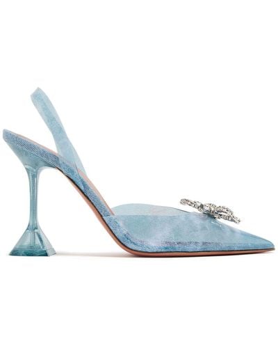AMINA MUADDI Blue 95mm Bow-detail Court Shoes