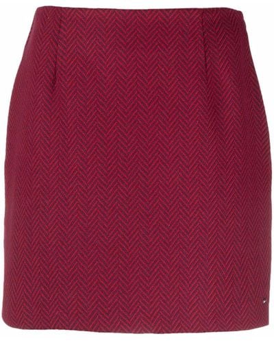 Tommy Hilfiger Chevron-knit Mini Skirt - Red