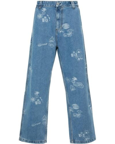 Carhartt Stamp Graphic-print Tapered Jeans - Blue