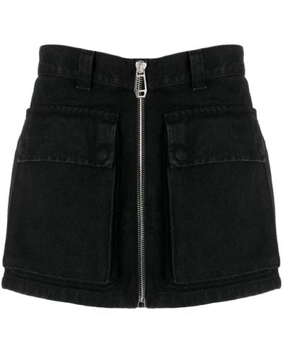 Haikure Zipped Mid-rise Denim Miniskirt - Black