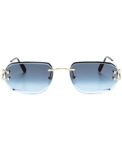 Cartier 0468s Rectangle-frame Sunglasses - Blue