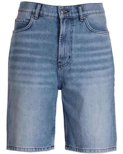 HUGO Pantalones vaqueros cortos con efecto envejecido - Azul