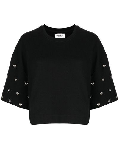 Essentiel Antwerp Etui Rhinestone-embellished Sweatshirt - Black