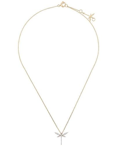 Anapsara 18kt Yellow Gold And Diamond Mini Dragonfly Necklace - White