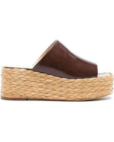 Paloma Barceló Braided-platform Leather Mules - Brown
