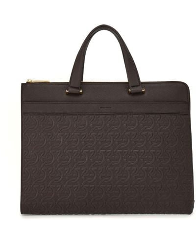 Ferragamo Laptoptasche mit Gancini-Print - Schwarz