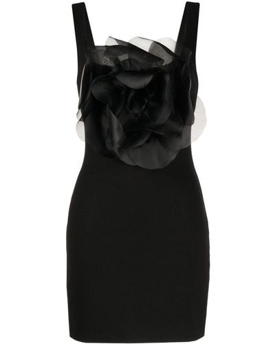 Cynthia Rowley Flower-appliqué Sleeveless Minidress - Black
