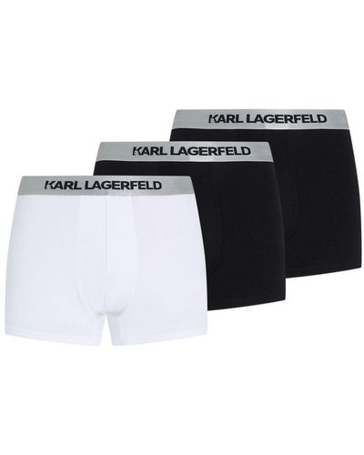 Karl Lagerfeld Pack de tres bóxeres con logo metalizado - Negro